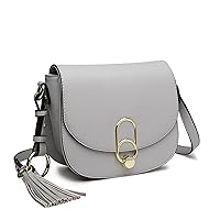 Miss Lulu Women Cross Body Bag Fashion Tassel Decoration Zipper Handbags Flap with Lock Closure Shoulder Bag
