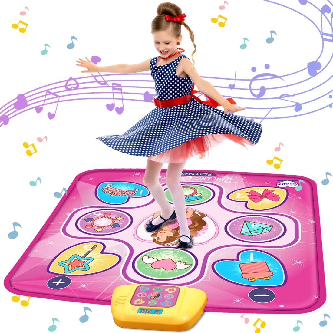 Bambilo Dance Mat Toys Gift for 3-6 Year Old Girl Birthday Gifts Electronic Dance Pad Game for Kids Girls Toys Age 4 5 6 7 8-12, Create Songs, Built-in Music, 5 Game Modes (Purple)