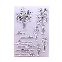 Flower Bouquets Blessing Words Clear Stamp Seal Handmade Crafts Embossing Decor for Card Making DIY Scrapbooking Photo Album Decoration Gift Supplies Clear Stamps for Card Making