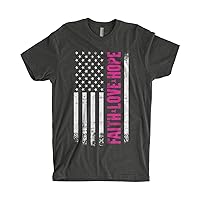 Threadrock Men's Breast Cancer Awareness American Flag T-Shirt