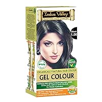 Organically Natural Damage Free Permanent Gel Hair Color Black 1.00 For Long Lasting Effects & 100% Grey Coverage