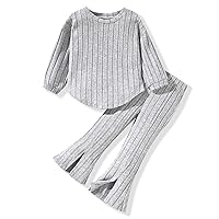 Aalizzwell Toddler Girl Flare Pants with Slit Outfit for 2T - 5T