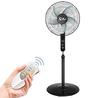 Simple Deluxe Pedestal Stand Fan with Remote Control for Indoor, Bedroom, Living Room, Home Office & College Dorm Use,3 Speed, Black, 16 Inch