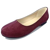 Women Slip On Work Ballet Flats Round Toe Dolly Shoes