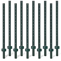 Gtongoko 5 Feet Sturdy Duty Metal Fence Post, Pack of 10, U Post for Fencing Green Fence Posts for Garden Yard and Outdoor Wire