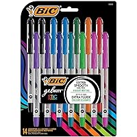 BIC Gel-ocity Smooth Stic Gel Pen, Medium Point (0.7mm), Assorted Colors, 14-Count, Vibrant and Smooth Gel Ink Pens