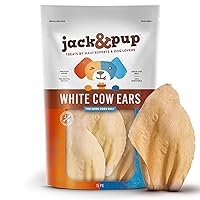 Jack&Pup White Cow Ears for Dogs | Single Ingredient, 100% Natural Healthy Dog Treats Cow Ear Dog Chews (15 Pack)