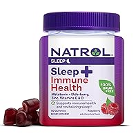 Sleep+ Immune Health Gummy, Sleep Aid & Immunity Support, Elderberry, Vitamins C, D and Zinc, Drug Free, 50 Berry Flavored Gummies