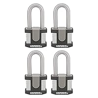 BRINKS - 50mm Commercial Laminated Steel Keyed Padlock with 2” Shackle, 4-Pack - Solid Steel Body with Boron Steel Shackle