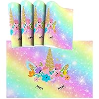 visesunny Unicorn Galaxy Fantasy Rainbow Placemat Table Mat Desktop Decoration Placemats Set of 4 Non Slip Stain Heat Resistant for Dining Home Kitchen Indoor 12x18 in