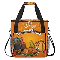 Thanksgiving Food And Turkey Coffee Maker Carrying Bag Compatible with Single Serve Coffee Brewer Travel Bag Waterproof Portable Storage Toto Bag with Pockets for Travel, Camp, Trip