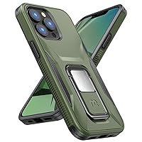 MYBAT Pro Designed for iPhone 13 Pro Max Case with Stand, 6.7 inch, Shockproof Stealth Series, Support Magnetic Car Mount, Double Layer Heavy Duty Military Grade Drop Protective-Army Green