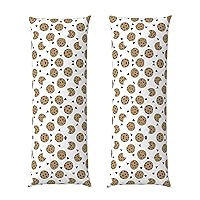 Cookies Food Chip Biscuits Print Pillow Cover Long Pillow Case,20x54in Hair and Skin,Coffee Party, Hotel Quality