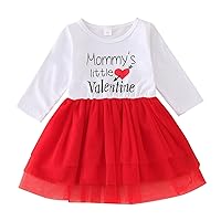 Youth Fall Clothes Newborn Infant Baby Girls Tulle Heart Print Autumn Valentine‘s Day Long Sleeve Princess Tween