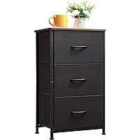 Somdot Small Dresser for Bedroom with 3 Drawers, Storage Chest of Drawers with Removable Fabric Bins for Closet Bedside Nursery Laundry Living Room Entryway Hallway, Black