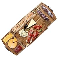 ZENFUN Wooden Charcuterie Board, Collapsible Cheese and Meat Board Large Charcuterie Board Set Double-Sided Serving Tray and Cutting Board, Gift for Bridal, Couple, Housewarming, Chrismas