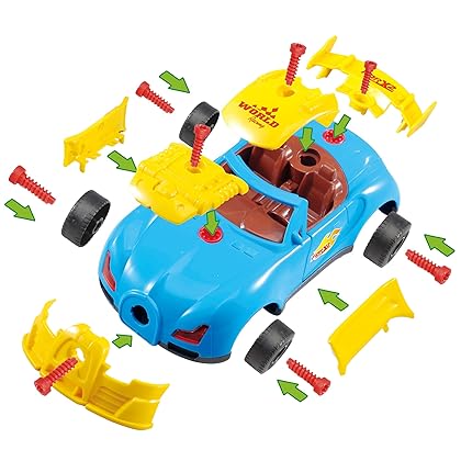 Think Gizmos Take Apart Toy Car For 3 4 5 Year Old Boys & Girls – Fun Toy With Working Drill - Build Your Own Car Kit STEM Toy - Realistic Engine Sounds & Lights