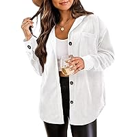 ZOLUCKY Womens Casual Plus Size Shacket Jacket Long Sleeve Button Down Shirts Blouses Tops