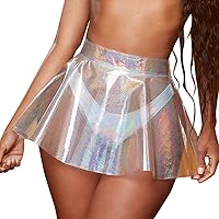 Long Spring Dresses for Women 2024, Women Flared Pleated Skirts Shiny See Through Mini Skirt High Waist Clubwe