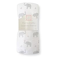 SwaddleDesigns Marquisette Swaddling Blanket, Premium Cotton Muslin, Elephant and Pastel Pink Chickies