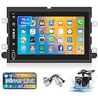 Android Car Radio for Ford F150/F250/F350/E250/E350, 7” HD Touchscreen Bluetooth Car Stereo Support Mirror Link/WiFi Connection/GPS/FM Radio/AHD Backup Camera/DVR/SWC/USB/MIC