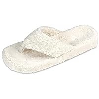 Acorn Women's Spa Thong Slippers with Cloud Contour Comfort - Arch Support and Plush Fluffy Terry Lining, Perfect for Beach, Camping, Poolside, or Bathroom Wear