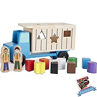 Shape-Sorting Dump Truck: Wooden Vehicle Bundle with 1 Theme Compatible M&D Scratch Fun Mini-Pad (09397)