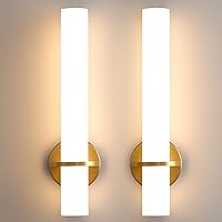 Gold Wall Sconces Set of Two - Dimmable Modern Sconces Wall Lighting 18W 3000K Led Wall Lights Acrylic Lampshade Hardwired Wall Light Fixtures for Living Room Bedroom Bathroom Hallway