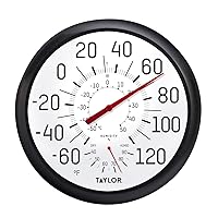 Taylor 6712N Wall Thermometer and Humidity Guide, Black