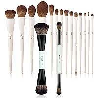 Jessup Makeup Brushes 14Pcs T329 Bundled with Double Sided Makeup Brushes 2Pcs T502
