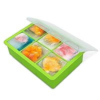 Large Square Ice Cube Trays for Freezer with Lid-6 Silicone Ice Tray Ice Cube Mold Ice Pick Ice Maker,Easy-Release Reusable Ice Cube in Ice Packs,Popsicles Molds,Ice Bucket or Iced Coffee Cup for Bar