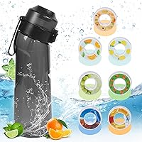 Air Water Bottle 8PCS Flavour Pods Pack 22oz Fruit Fragrance Scented Water Cup BPA Free 0% Sugar For Outdoor Sports,Gifts From Friends, Birthday Gifts (1 Bottle Black+7 pods in random flavors)