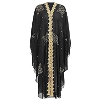 Women Muslim Cardigan Hijab Dress Batwing Hot Drilling Chiffon Kimono Islam Kaftan Robe African Dresses