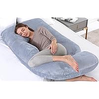 Pregnancy Pillows, U Shaped Full Body Maternity Pillow Memory Foam Pregnancy Pillow with Removable Cover, 57 Inch Pregnancy Pillows for Sleeping, Washable, Removable Cover (Grey)