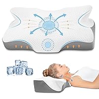 Anvo Cervical Pillow for Neck Pain Relief - Neck Pillows for Pain Relief Sleeping - Ergonomic Pillow for Neck and Shoulder Pain - Memory Foam Pillows for Side Back Stomach Sleeper - White, Firm