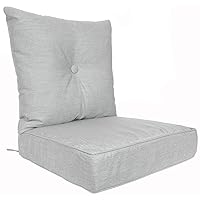 Patio Cushion Outdoor/Indoor Sunbrella, Seat 22x22x6 inch + Back 23x23x7 inch, 2 Piece Set, Canvas Granite