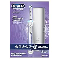 Oral-B 7500 Electric Toothbrush, Orchid Purple with 4 Brush Heads and Travel Case - Visible Pressure Sensor to Protect Gums - 5 Cleaning Modes - 2 Minute Timer