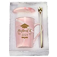 Graduation Gifts 2024, Mastered it 2024 Mug, Mastered it 2024 Gifts, Graduation Gifts for Women, Graduation Gifts for Masters College Graduates 14 Ounce Pink with Gift Box