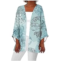 Summer Kimono Cardigans for Women Lightweight Open Front Thin Sweater Casual White Beach Cover Up Green