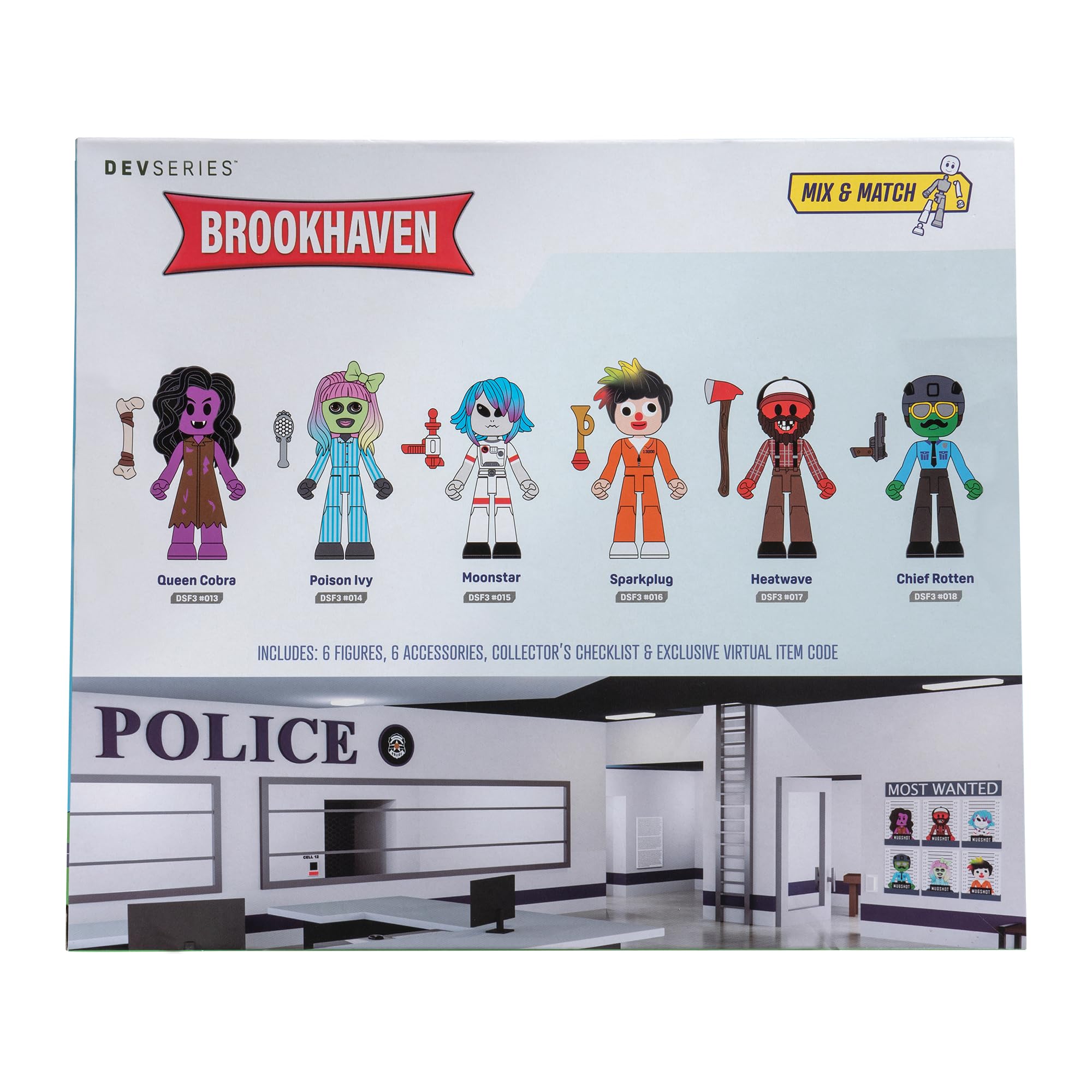 DevSeries Brookhaven's Most Wanted Six 2.75-Inch Mix-and-Match Figures with Unique Accessories and Exclusive Virtual Item Code