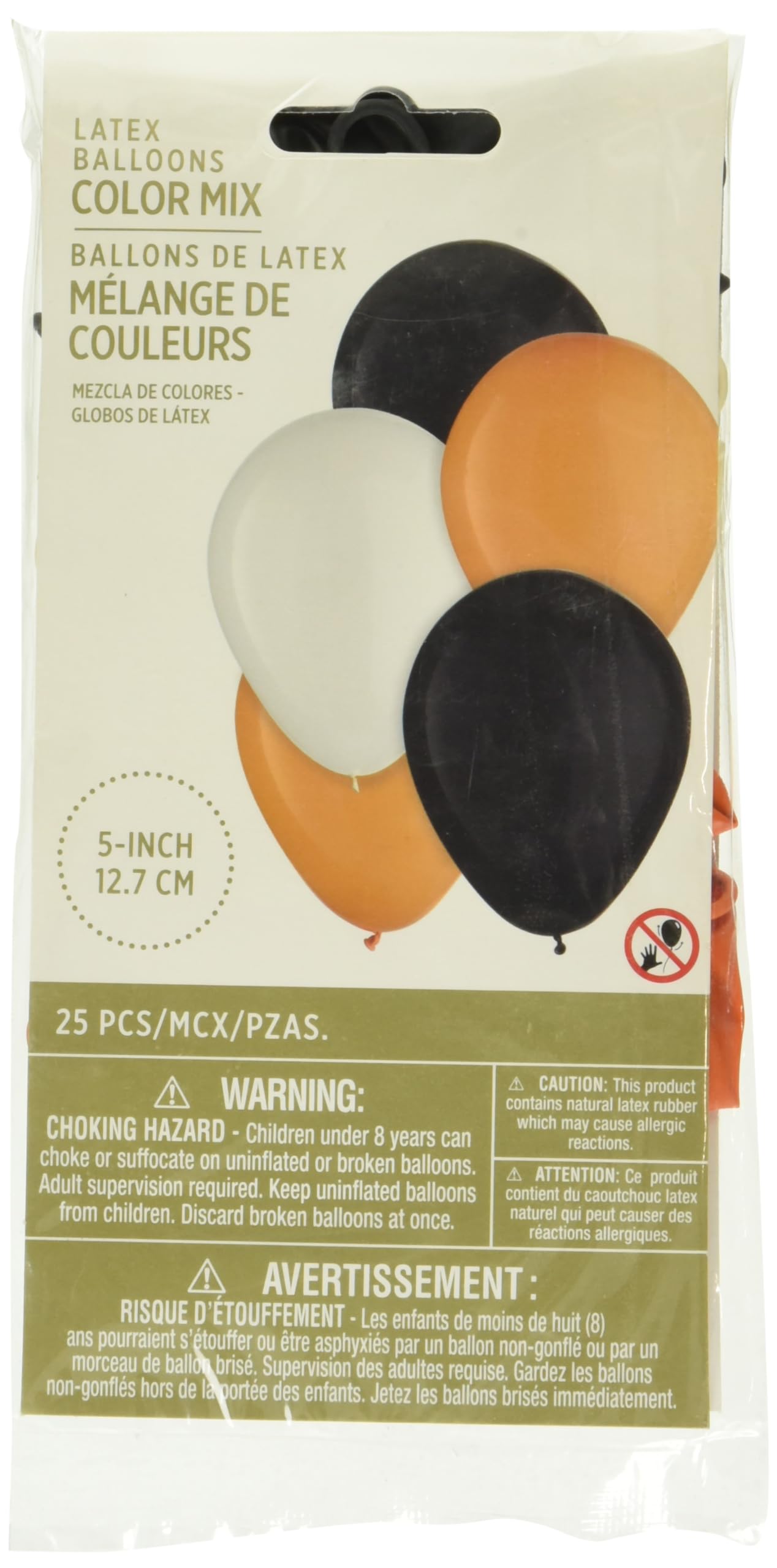 Vibrant Black, White & Orange Latex Balloons - 5