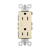 Legrand radiant 885TRLACC8 15 Amp Tamper Resistant Decorator Duplex Outlet, Side Wire or Push Wire, Light Almond (1 Count)