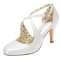 Emily Bridal Wedding Shoes Vintage Wedding Shoes High Heel Pumps Ivory Cross Front Ankle Strap Bridal Shoes