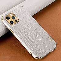 for iPhone14 Case Luxury Crocodile Pattern Leather Cover for iPhone 14 13 11 12 Pro Max Mini X XR XS 7 8 Plus SE 3 Cases,Cream,for iPhone 11 Pro