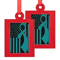 Cervical Cancer Awareness Flag Christmas Photo Ornament Hanging Frames Red Mini Felt Xmas Tree Decoration for Holiday Present with Picture Print