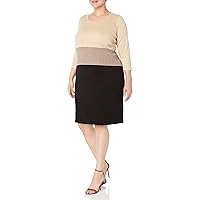Calvin Klein Women's Round Neck Long Sleeve Sweater Dress, Hr Bs/Co/Bk, 2X