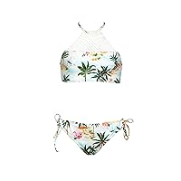 Hobie Girls High Neck Halter Top and Side Tie Bikini Bottom Set