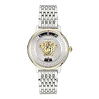 Versace Medusa Icon Collection Luxury Womens Watch Timepiece with a Silver Bracelet Featuring a Silver Case and Silver Dial