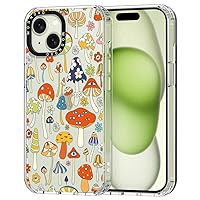 MOSNOVO Compatible with iPhone 15 Case, [Buffertech 6.6 ft Drop Impact] [Anti Peel Off Tech] Clear TPU Bumper Shockproof Phone Case Cover with Mushroom Art Designed for iPhone 15 6.1