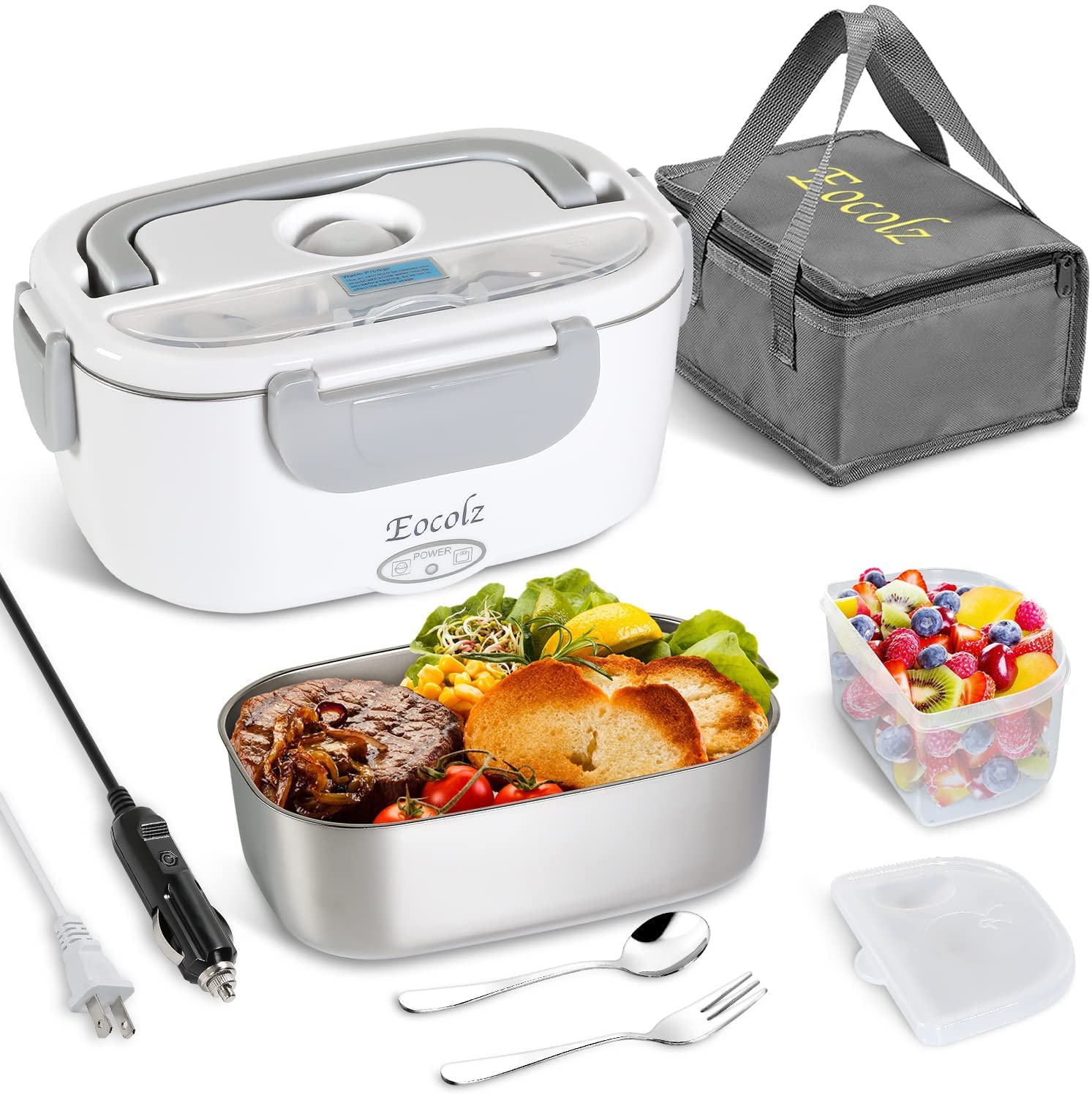 60W Upgrade Electric Lunch Box Portable for Car Office Food Warmer